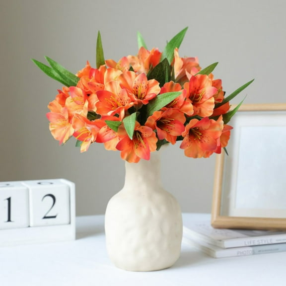 5 Pcs Artificial Tiger Lily Silk Flowers Easter Faux Fake Lilies Plants for Wedding Bouquet Home Party Indoor Table Hotel Office Vases Floral Arrangements Outdoor Garden Decor