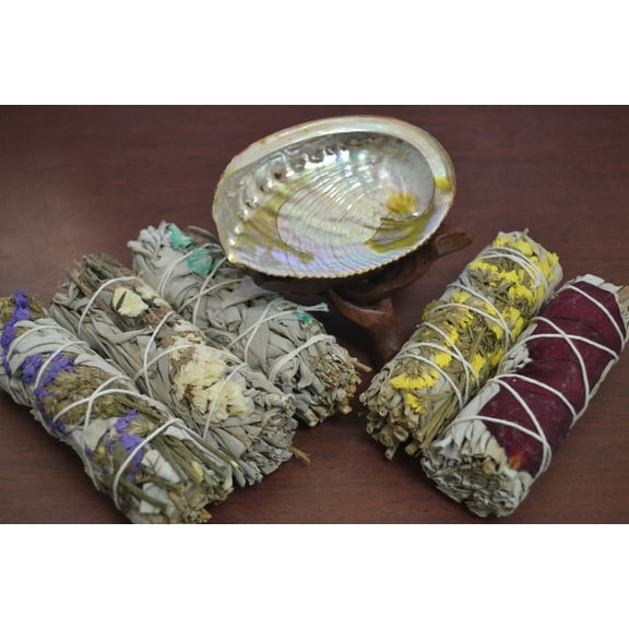 5 Pcs Assort Color Floral Sage Bundle Smudge Incense Starter Kit