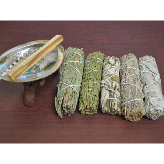 5 Pcs Assort Traditional Sage Bundle Smudge Incense Starter Kit