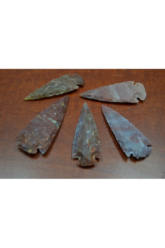 5 Pcs Assortment Agate Stone Spear Arrowhead Points 3" - 3 1/2"