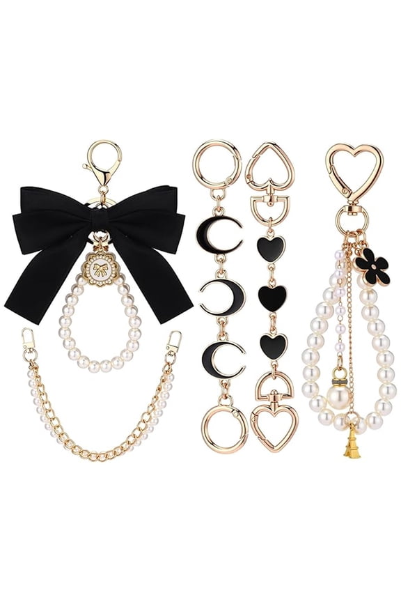 5 Pcs Bag Extender Chain Pearl Purse Chain Ribbon Bow Keychain Extender Bag Strap Purse Charms Accessories for Handbag Women's Keychains