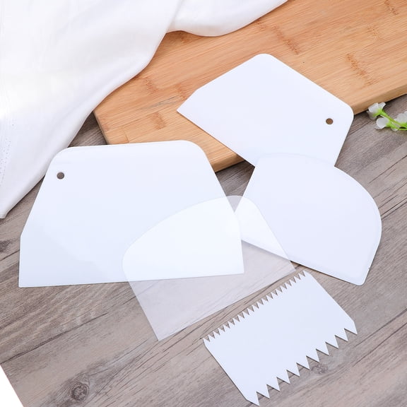 5-Piece White Bakery Tools Set for Kitchen Baking Cake Scraper and Decorating Accessories