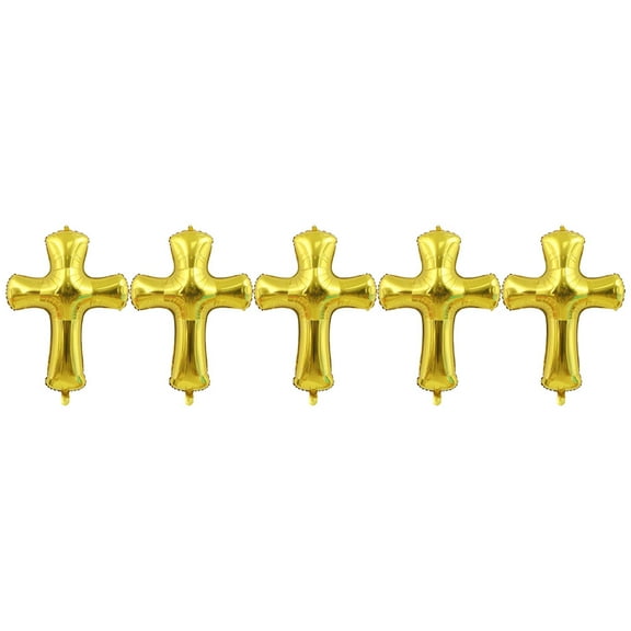 HOMEMAXS 5Pcs Cross Aluminum Foil Balloons for Baby Shower and Baptism Decorations