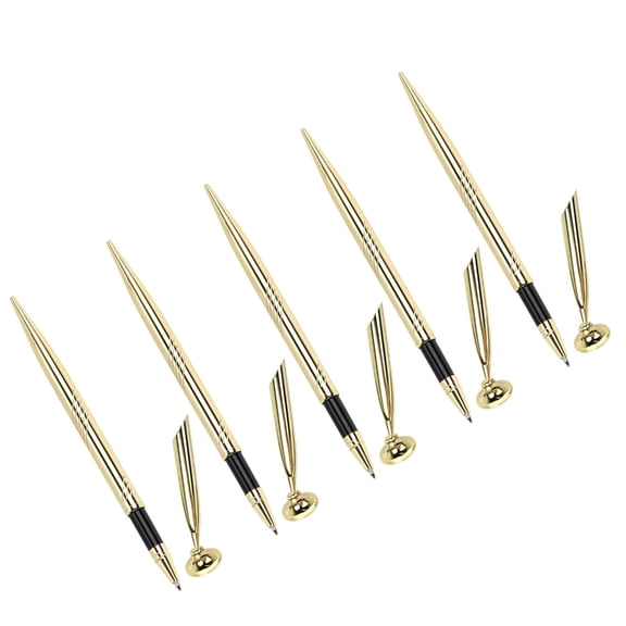 5 Pcs Ballpoint Pen with Base Counter Service Pen Signatures Pen Metal Pen Reception Pen for Banks Hotel Weddings