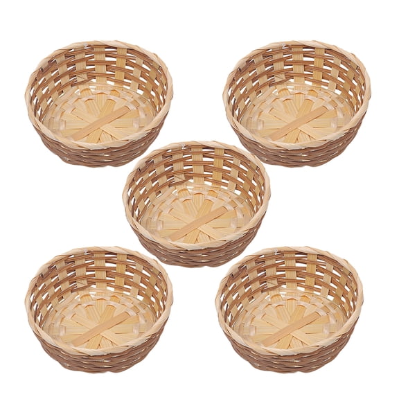 WEAVILUX 5Pcs Small Bamboo Baskets Handmade for Rustic Home Decoration and Storage
