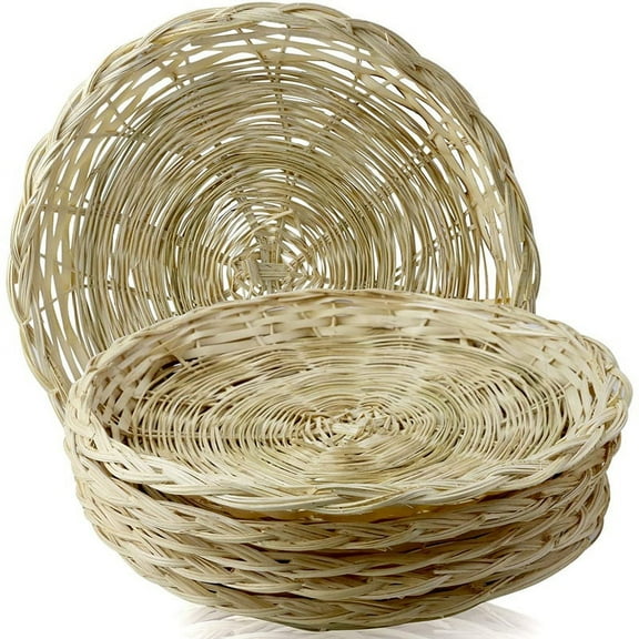 5 Pcs Bamboo Paper Plate Holder - 10 Inch Round Woven Plate Holder, Reusable Paper Plate Holders for Picnic