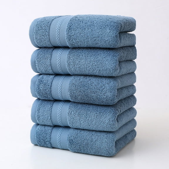 5 Pcs Bath Towels Set for Bathroom DELESYS Cotton Thick Soft Absorbent Towel Set of 5 Household Wash Face Gift Towel, 71x34 cm