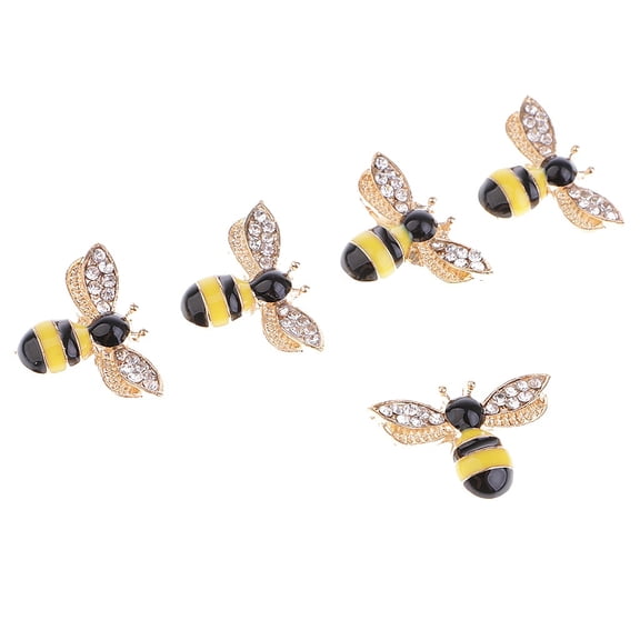 5 Pcs Bee Shape Alloy Rhinestone Flatback Buttons Scrapbooking Embellishments