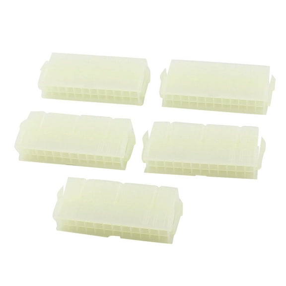 5 Pcs Beige Plastic 24 Pin Female Power Supply Connector TX Adapter Networking Cables