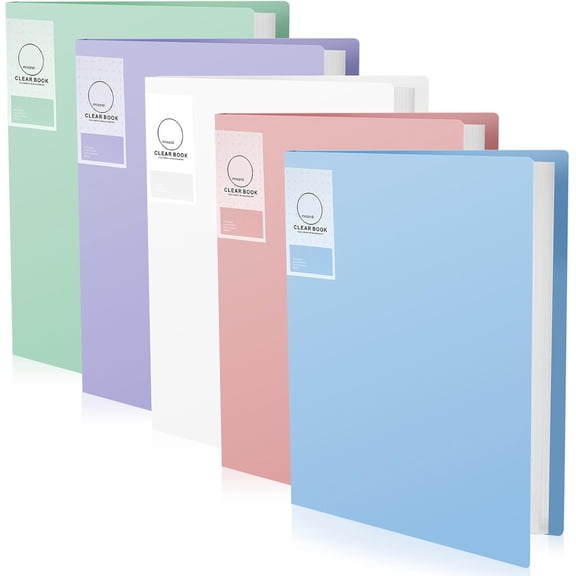 5 Pcs Binder with Plastic Sleeves 8.5 x 11 Portfolio Binder Presentation Book with 30 Pocket Heavy Duty Display 60 Pages Clear Sheet Protectors for Artwork Documents Certificates School Office