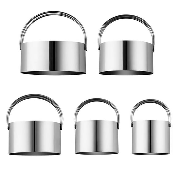 5 Pcs Biscuit Cutter with Handle - Stainless Steel Round Circle Donut Cutter Cookie Cutter Baking 5 Sizes