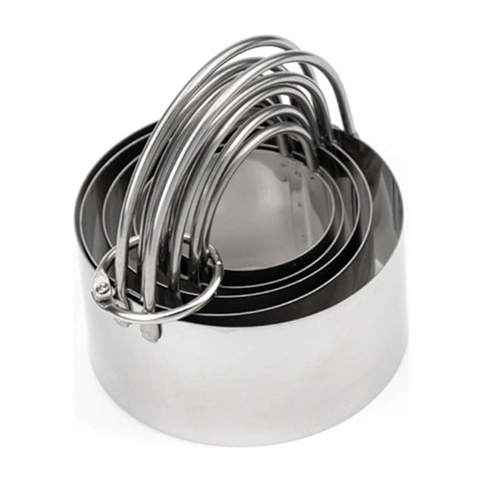 5 Pcs Biscuit Cutter with Handle Stainless Steel Round Circle Donut