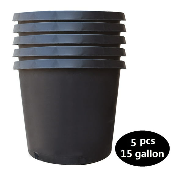 5-Pcs Black 15 Gallon Circular Seedling Pots Plastic Plant Pots Seedling Cups Nursery Pots Plant Containers