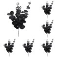 thumbnail image 1 of 5 Pcs Black Artificial Flowers Black Eucalyptus Stems Decor | Black Eucalyptus Flowers Faux Eucalyptuses Leaves Branches for Halloween Home Farmhouse Party Table Centerpieces Decoration, 1 of 5
