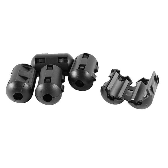 5 Pcs Black Plastic 6mm Dia Cord Ferrite Core Noise  Filter
