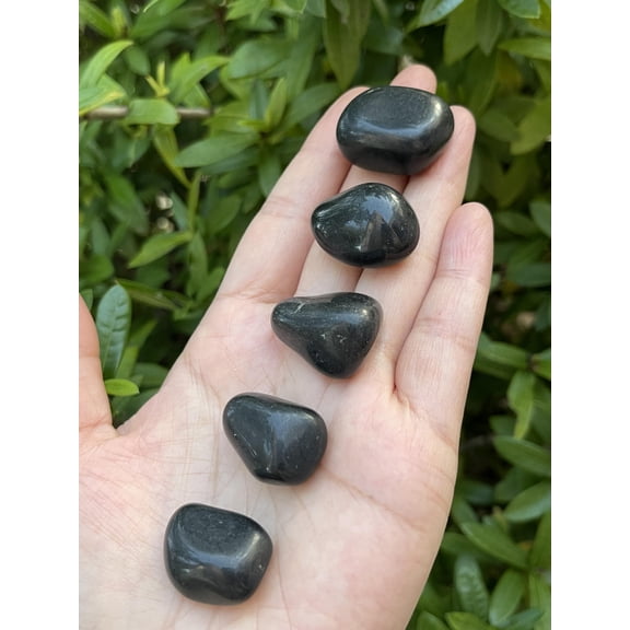 5 Pcs Black Tourmaline Tumbled Stones, Polished Natural Black Tourmaline Gemstone, Black Tourmaline Healing Crystals (Black Tourmaline)