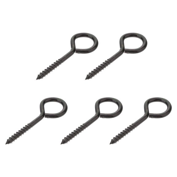 SHOWERORO 5Pcs Self Tapping Eye Hooks Screws Black Metal for Home Suspension and Lifting
