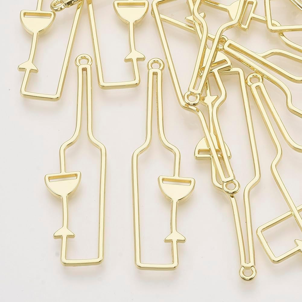 5 Pcs Bottle Open Back Bezel Pendants Rack Plating Alloy Open Back ...