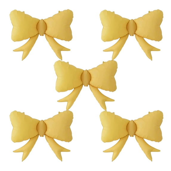5 Pcs Bow Big Balloon Macaron Yellow Bow Theme Birthday Party Baby Shower Girl Party Decoration Supplies for Cinderella Princess, Fairy Tale Castles