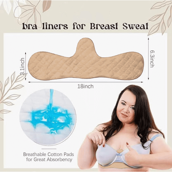 5 Pcs Bra Liners for Sweat, 80% Cotton and 20% Polyester Fiber, Reusable Washable Under Breast Sweat Absorber Pads