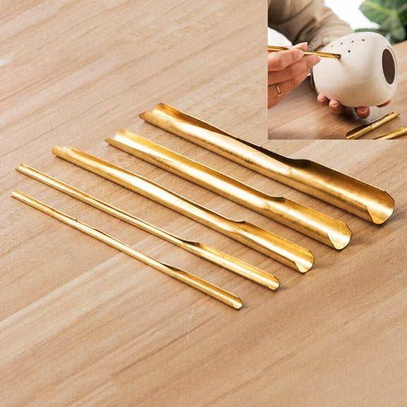 5 Pcs Brass Clay Hole Cutter Pottery Ceramic Punch Tools Slotting Sculpting Set USA