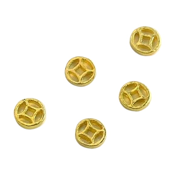 5 Pcs Bright Golden New Year Nails Charm Nails Rhinestones Fortunes Ingot Nails Art Charm Nails Decorations