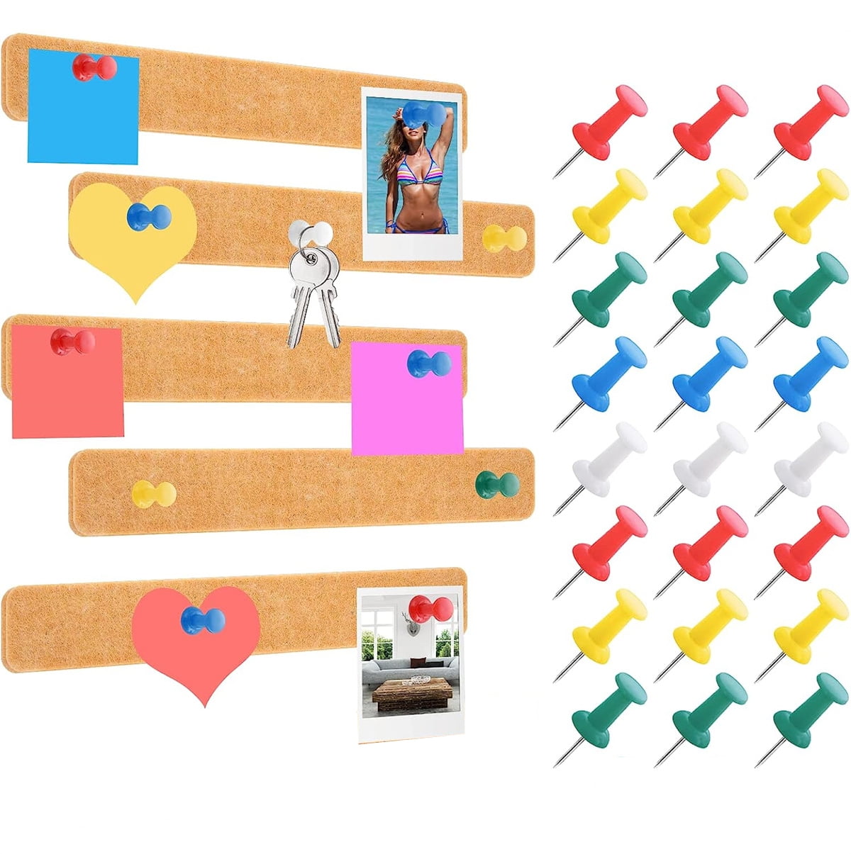 5 Pcs Bulletin Board Strips, Self Adhesive Pinboard Felt Pin Board Bar