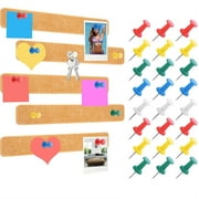 5 Pcs Bulletin Board Strips, Self Adhesive Pinboard Felt Pin Board Bar Strips Memo Board，Cork Board Tiles Notice Board Lightweight Bulletin Board Bar Strips with 25 Pushpins for Wall Decorative