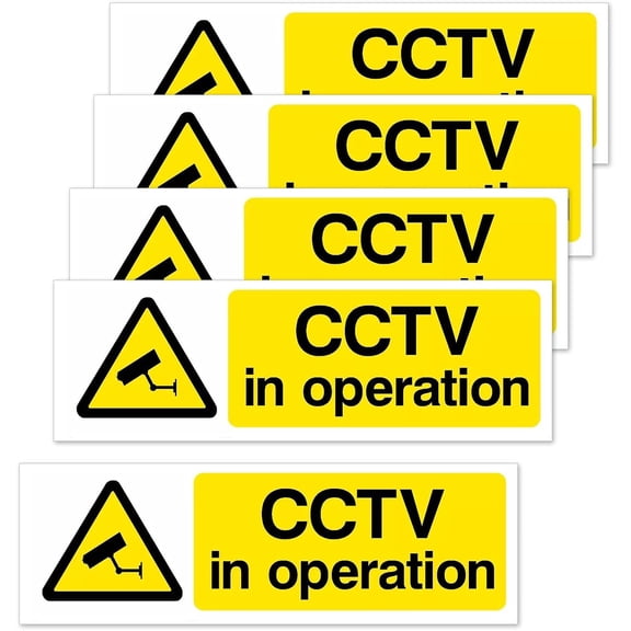 5 Pcs CCTV In Operation Sign, Self-Adhesive, Weatherproof CCTV Stickers, Warning Signs for Indoor/Outdoor Use( 15cm x 5cm )