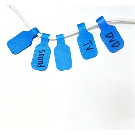 5 Pcs Cable Labels, Write On Cord Labels Tags for Electronics, Wire Markers Electrical, Reusable Large Size Plastic Label for Charging Cords Management and Identification, Blue