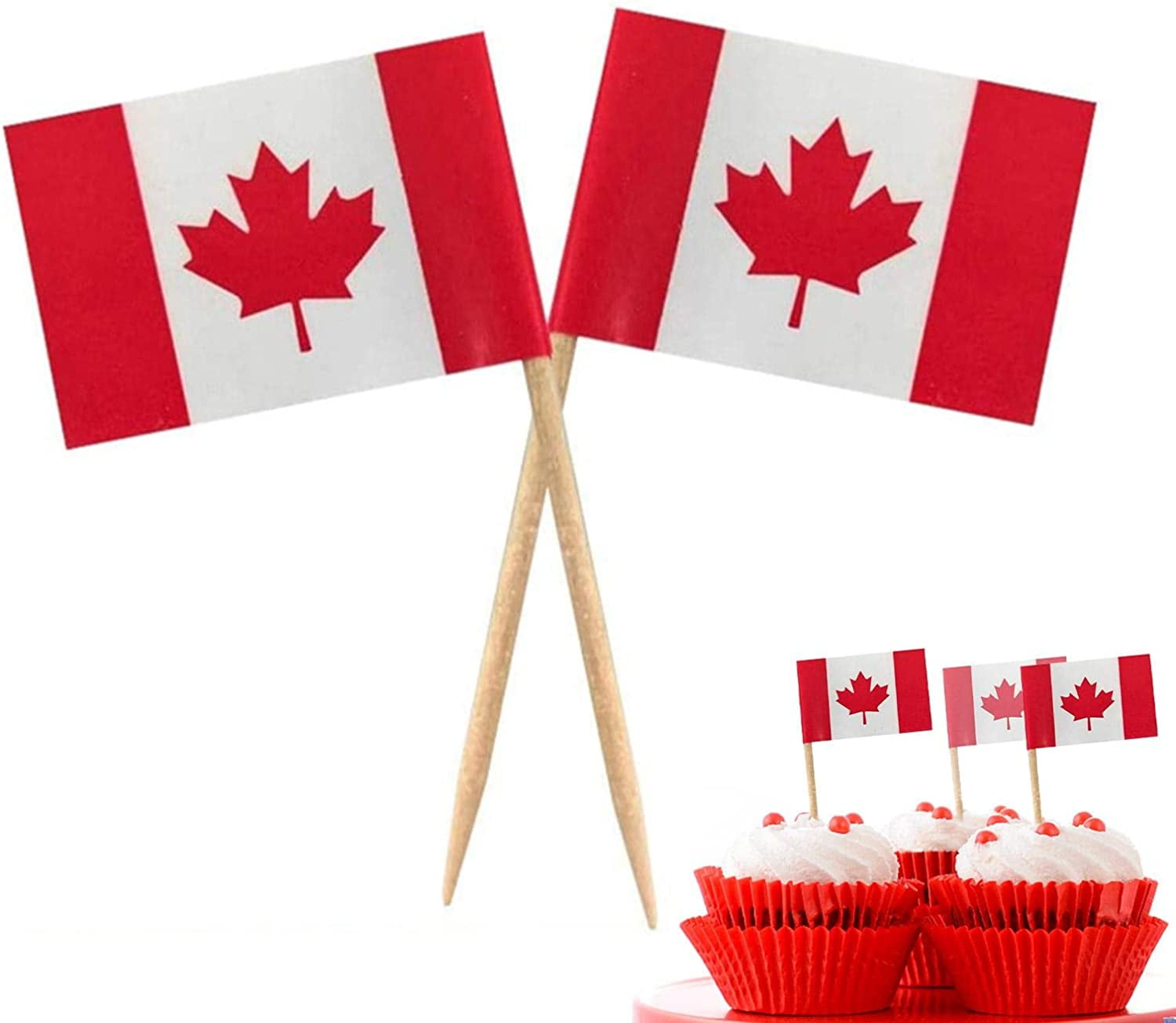 5 Pcs Canadian Flag Cake Topper, Canada FlagToothpick Flag Decor, CA