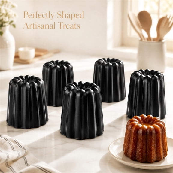 5 Pcs Canneles Nonstick Bakeware Molds, One-Piece Aluminum Cake Mold, Seamless Madeleines Molds for Baking, Easy Release Moldes Para Tartas, Perfect for Pastry & Baking
