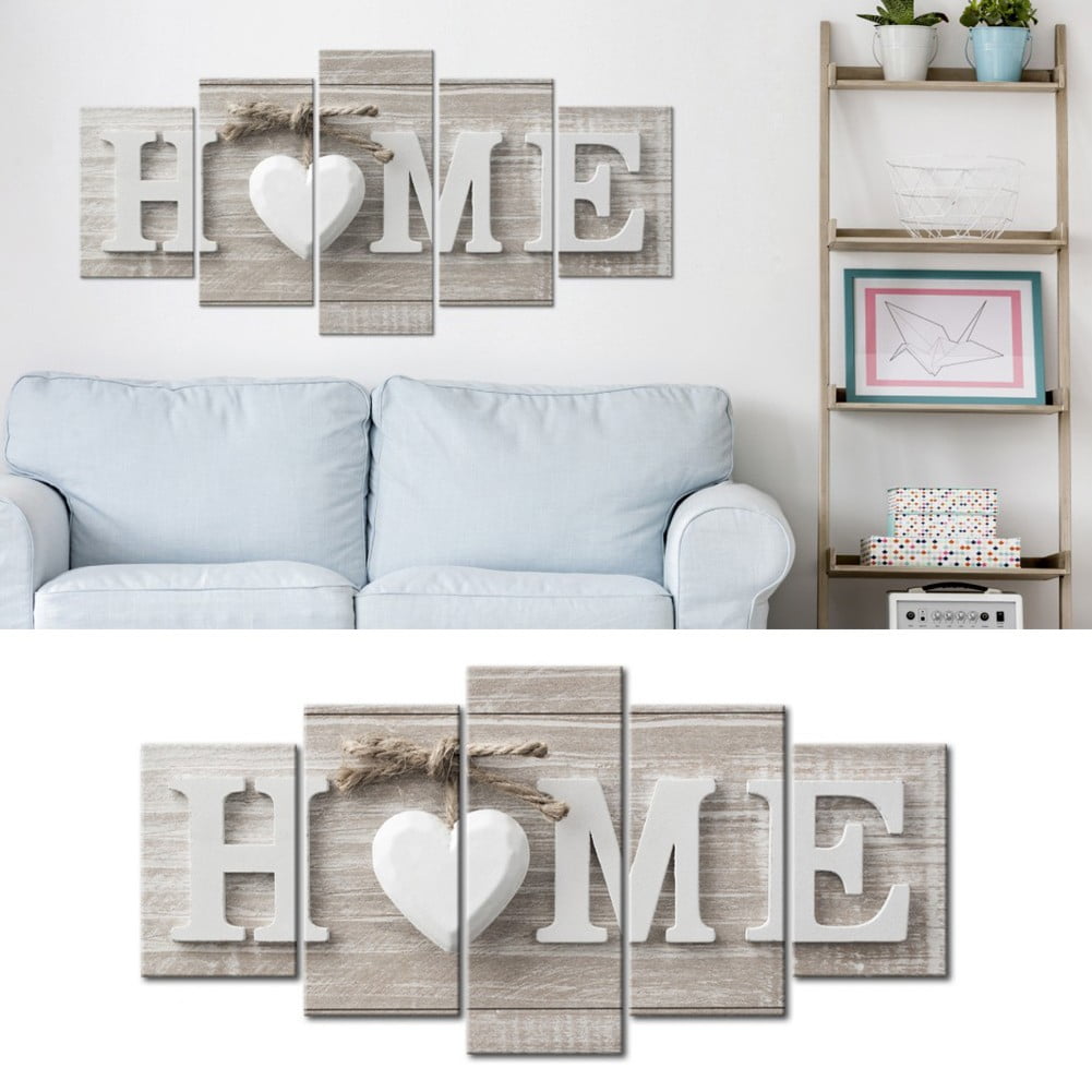 5 Pcs Canvas Prints Wall Art HOME Sign Pictures Modern Painting Artwork Print Oil Print Unframed for Home Bedroom Living Room Decoration (HOME, W50 x H24) by Fakrich