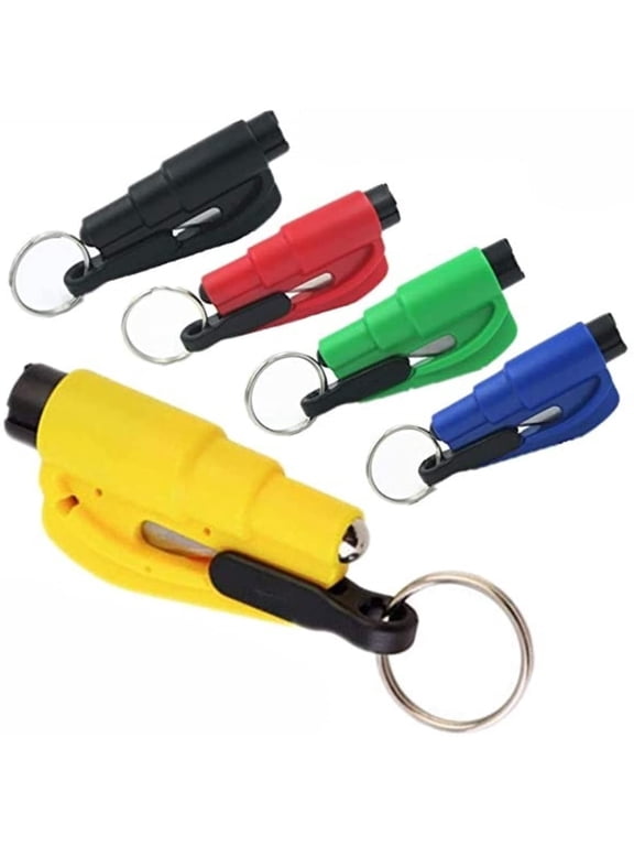 5 Pcs Car Escape Rescue Tool Keychain Glass Breaker Seatbelt Cutter Mini Hammer Emergency Rescue Tool Glass Breaker Car Safety Tool Window Broken Tool Seat Belt Cutter