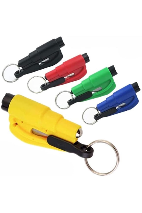 5 Pcs Car Escape Rescue Tool Keychain Glass Breaker Seatbelt Cutter Mini Hammer Emergency Rescue Tool Glass Breaker Car Safety Tool Window Broken Tool Seat Belt Cutter