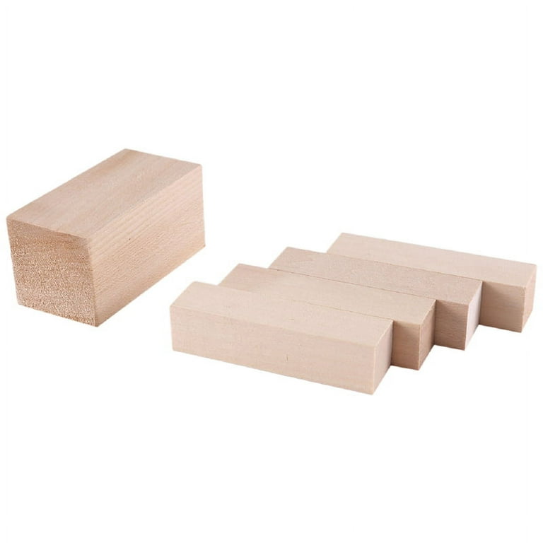 6 Pack Unfinished Basswood Carving Blocks Kit, Rectangular Wooden Blocks  for DIY Carving, Crafting and Whittling for Adults Beginner and Experts(4 x  1