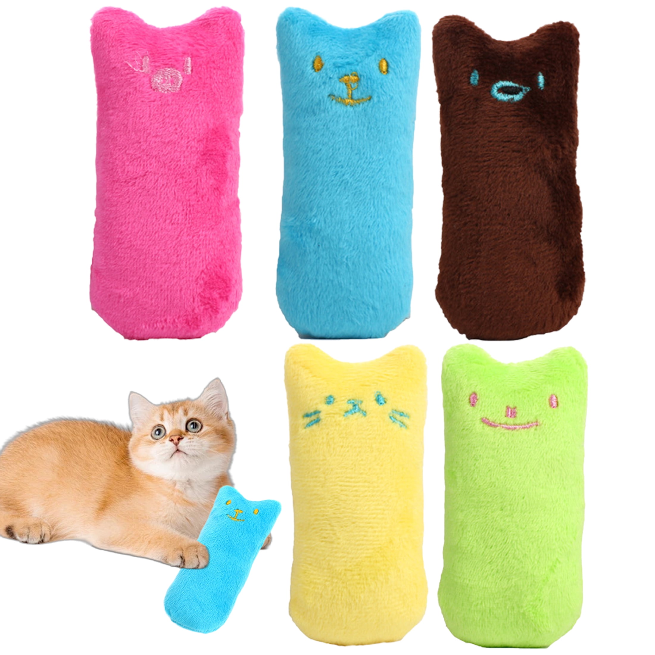 5 Pcs Cat Chew Toys, Bite Resistant Catnip Filled Cartoon Mice Teething Toys for Cats at Walmart