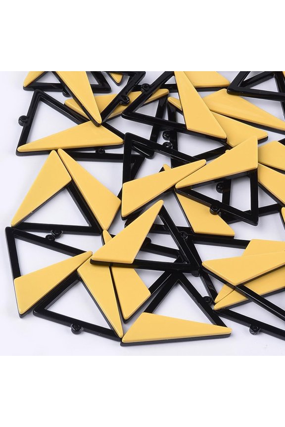 5 Pcs Cellulose Acetate(Resin) Big Pendants Triangle Pendant Accessory Gold Pendant Jewel for Women Birthday Festival Elegant Gifts DIY Personalized Jewelry 51x42.5x5mm Hole: 2mm for DIY