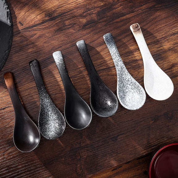 ifundom Set of 5 Ceramic Ramen Soup Spoons for Kitchen and Dining, Asian Style Soup Spoons for Home Use