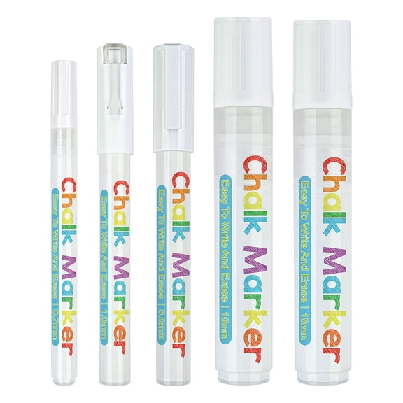 5 Pcs Chalkboard Markers Liquid Chalkmarkers White Chalk Pen for Chalkboard Blackboard Window Glass White Chalk Markers