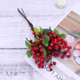 thumbnail image 1 of 5 Pcs Christmas Berry Stems Fruits Flower Artificial Flowers Picks for Tree Bride Blueberry (Red), 1 of 7
