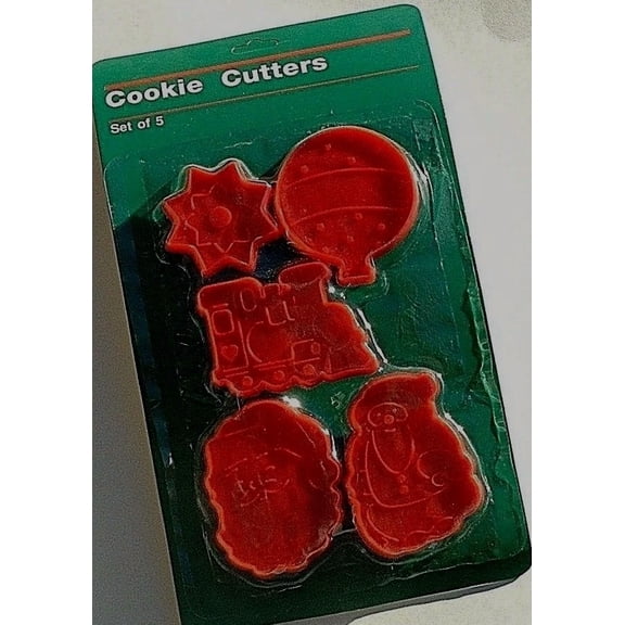 5 Pcs Christmas Cookie Cutter Set Aronson Plastic Star Bulb Train Santa Claus**