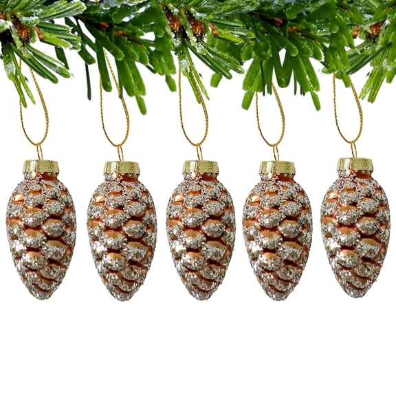 Marakabeis Retro Elegant Fiberglass Christmas Pinecone Ornaments, Brown, Set of 5