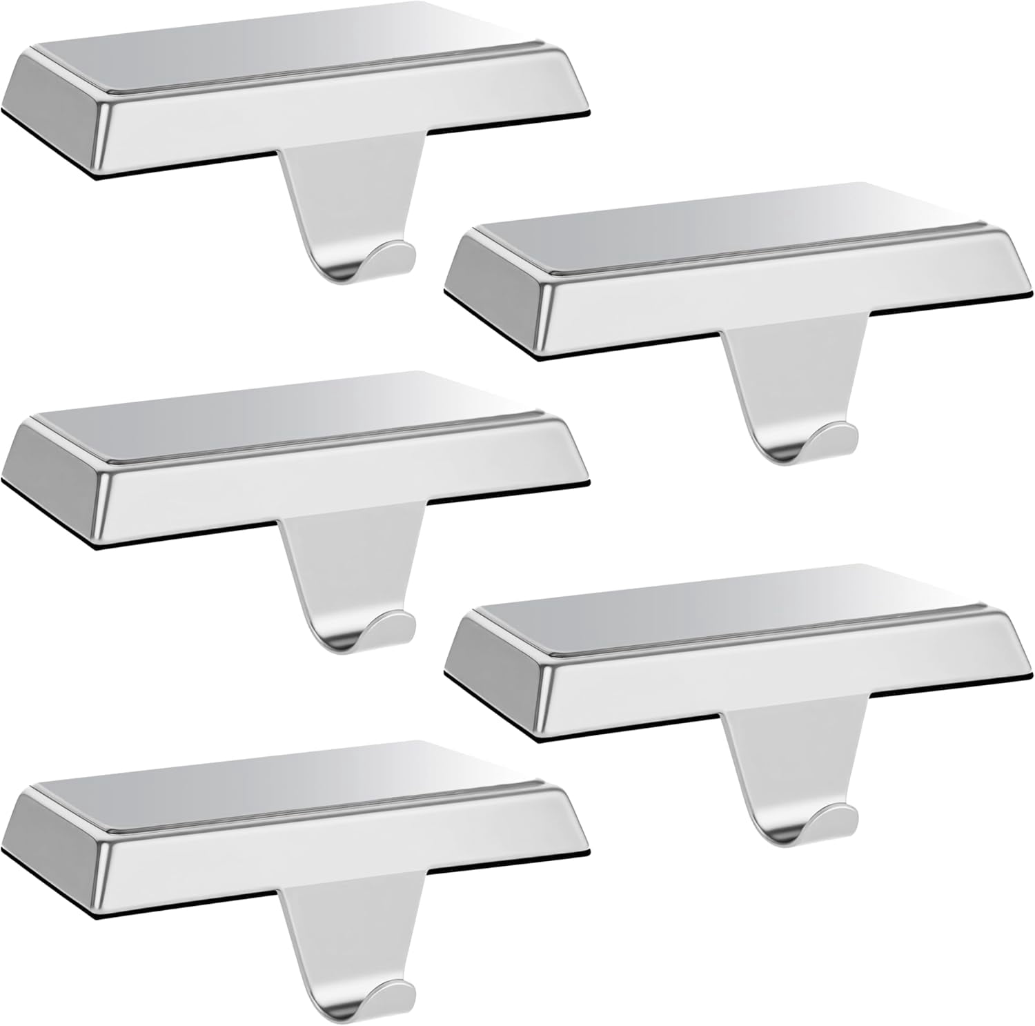 5 Pcs Christmas Silver Stocking Holders, Heavy Duty Mantle Hangers with ...