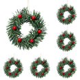 thumbnail image 1 of 5 Pcs Christmas Wreath with 6 Red Berries, Christmas Table Centerpieces, Mini Small Christmas Wreath, Kitchen Cabinet Table Decor, Xmas Pillar Ring Holder, Christmas Hanging Decoration,Green*5, 1 of 5