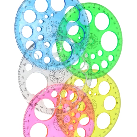 5 Pcs Circles Stencils for Drawing Painting Circles Template 360 Degree Circles Protractor Mathematics Protractor