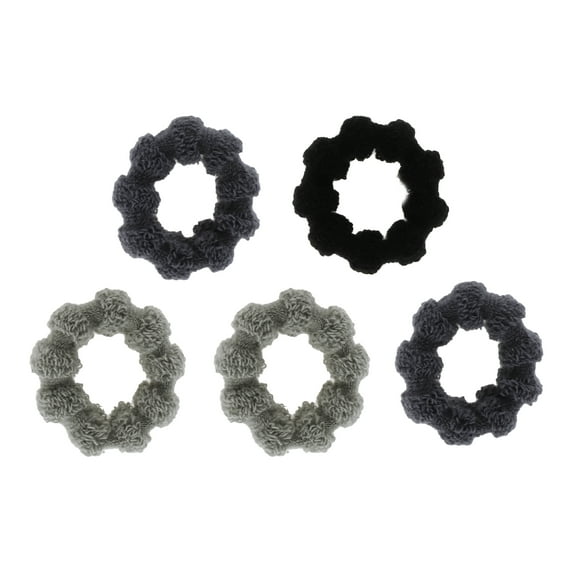 5 Pcs Classic Wide Brim Hair Ropes Hair Scrunchies for Women for Girls Black Gray