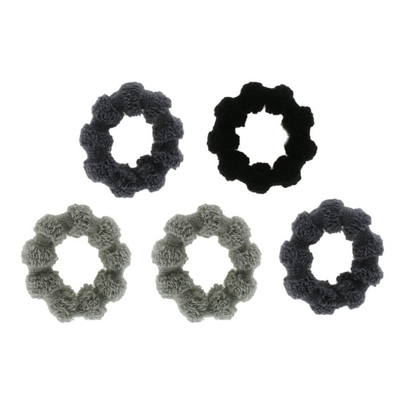 5 Pcs Classic Wide Brim Hair Ropes Hair Scrunchies for Women for Girls Black Gray