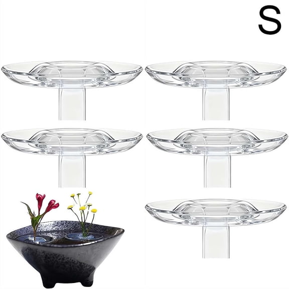 5 Pcs Clear Floating Floral Arrangement Holder, Modern Plastic Flower Display Stand, Versatile Vase Pedestal for Home Decor & Weddings, S