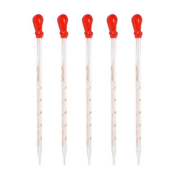 5 Pcs Clear Glass Pipette Liquid Dropper Glass Scale Graduated Dropper Liquid Pipette, 0.5ml, 1ml, 2ml, 3ml, 5ml, 10ml